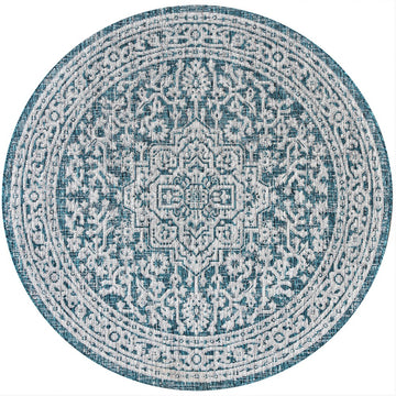 Sinjuri Medallion Textured Weave Indoor/outdoor Round Rug